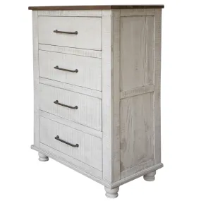 Avalon Rustic Farmhouse 4 Drawer Highboy Dresser - White