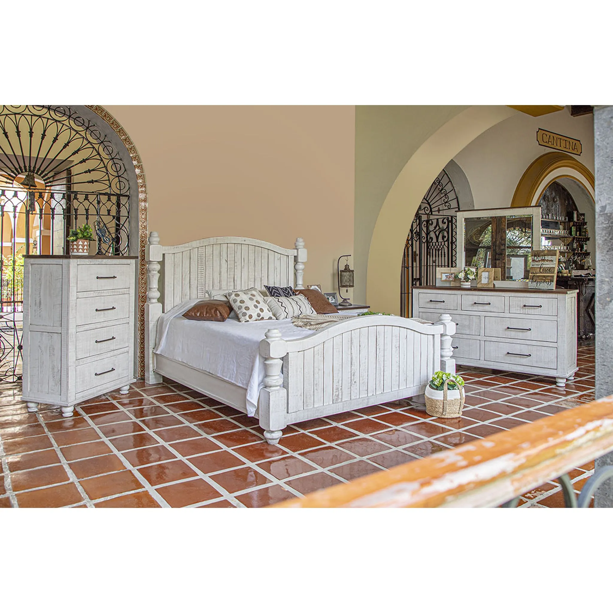 Avalon Rustic Farmhouse 7 Drawer Dresser - White