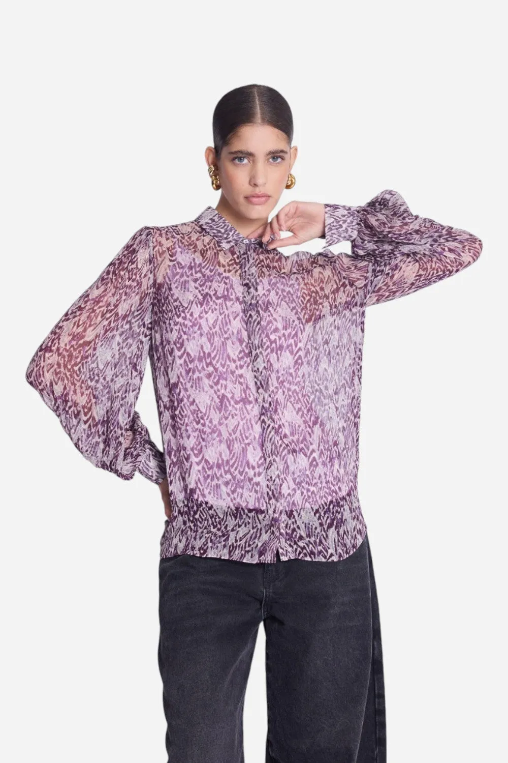 Bernice Clara Long Sleeve Printed Blouse