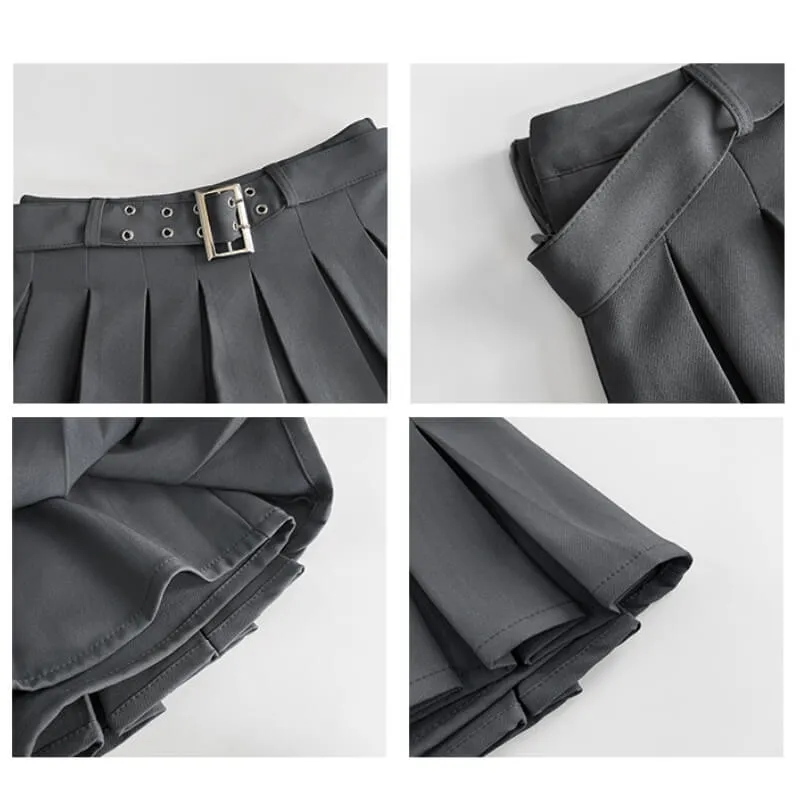 Buckle belt mini skirt