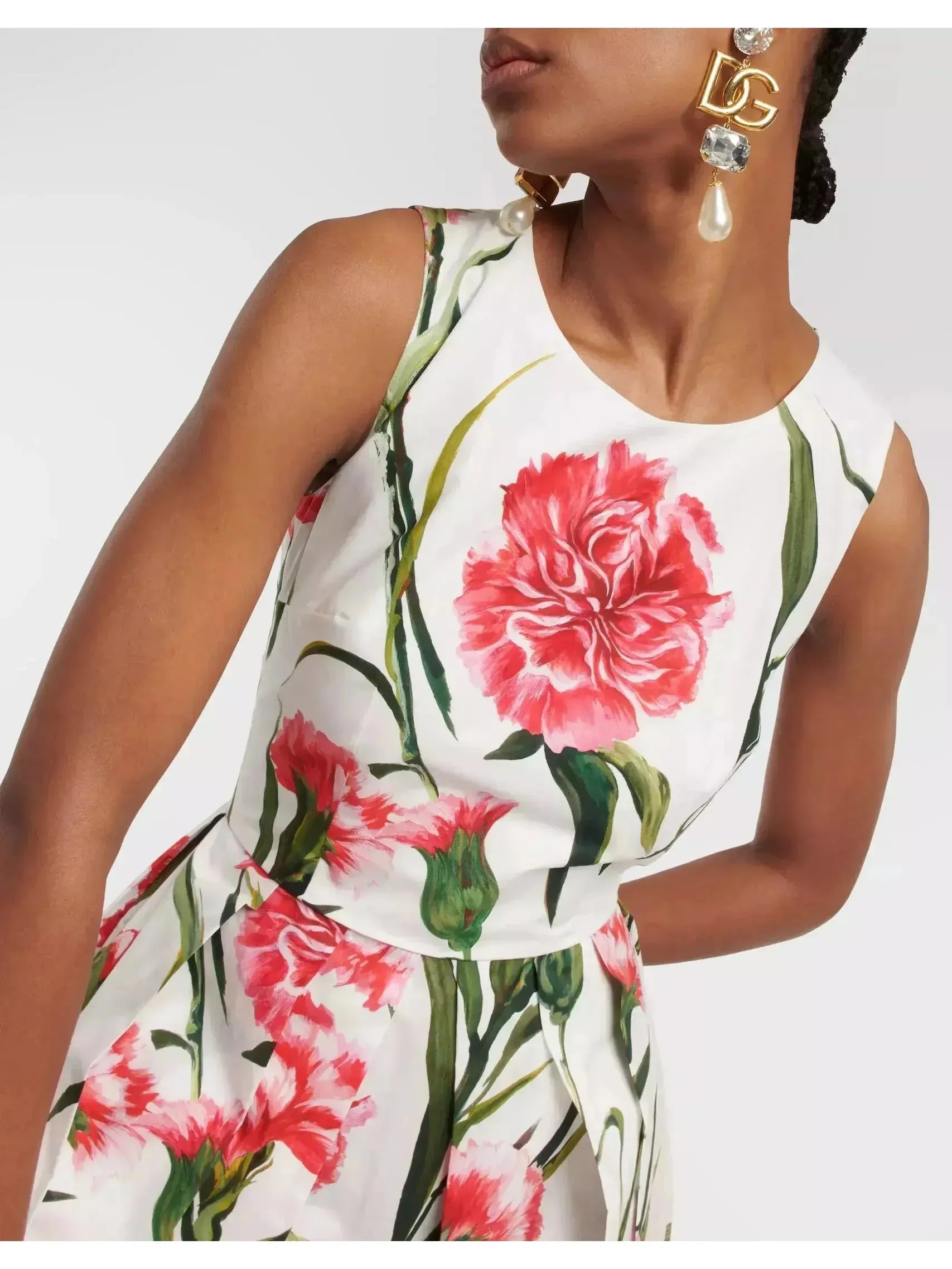 Carnation-Printed Midi Dress