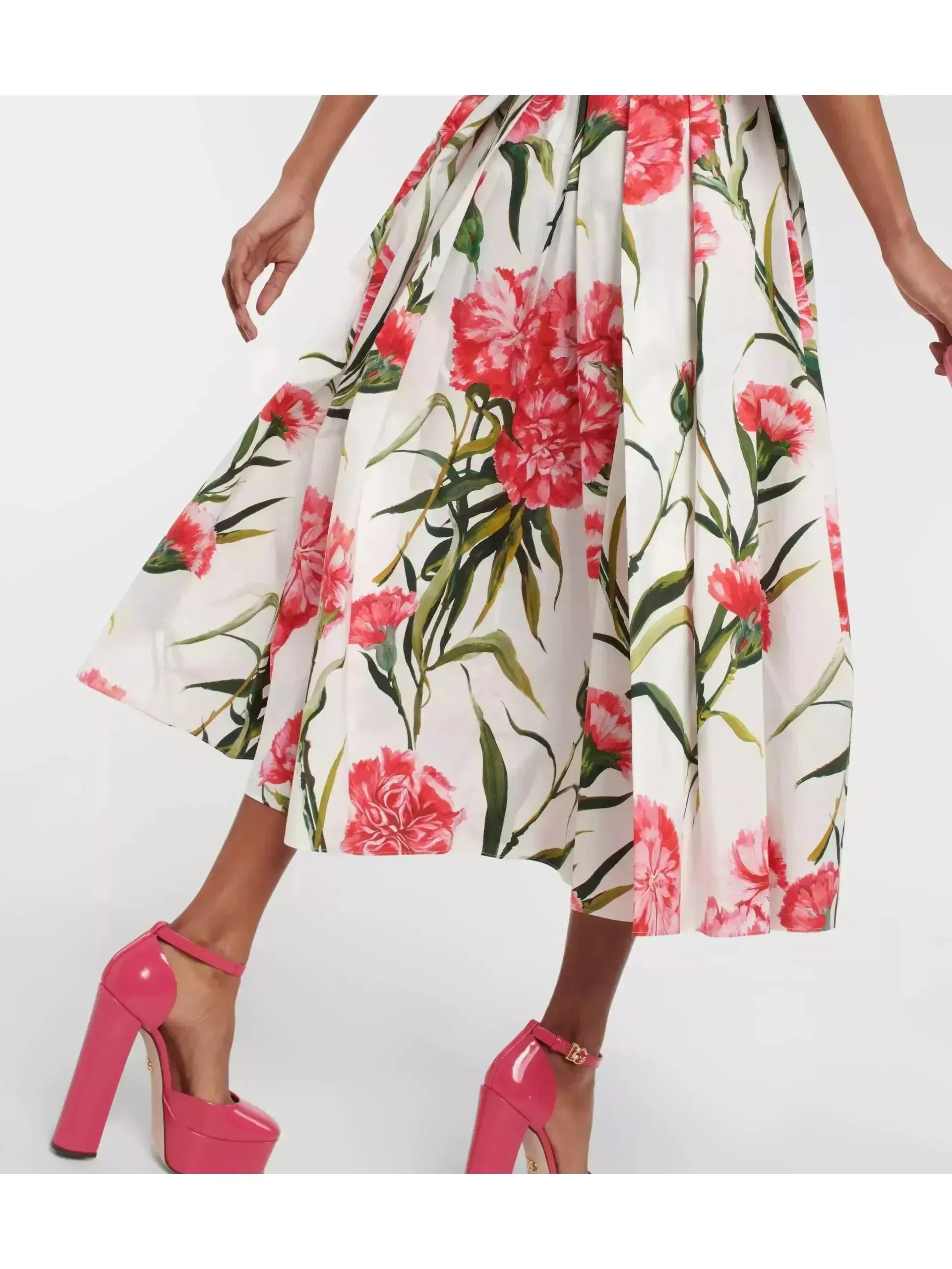 Carnation-Printed Midi Dress