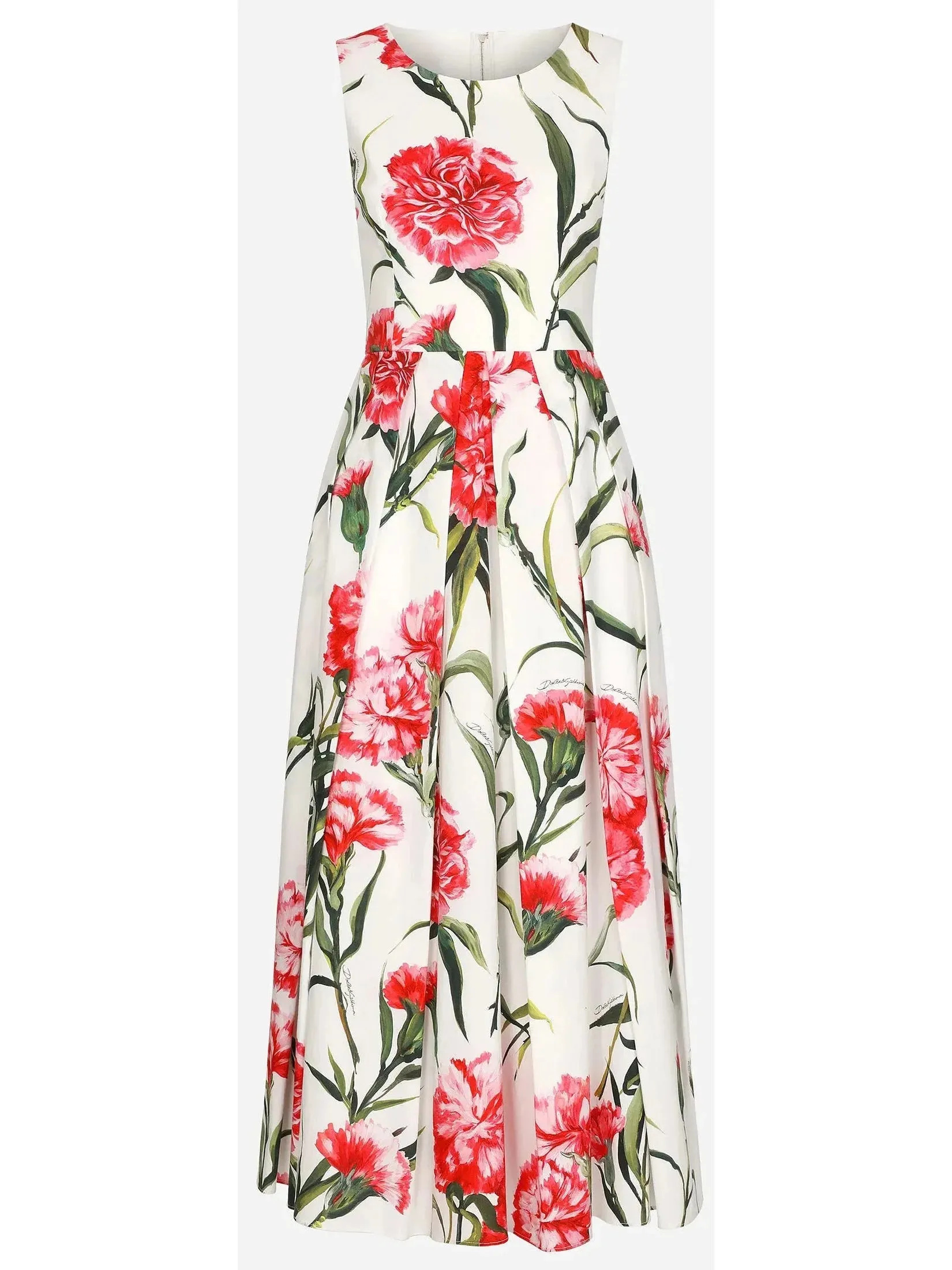 Carnation-Printed Midi Dress