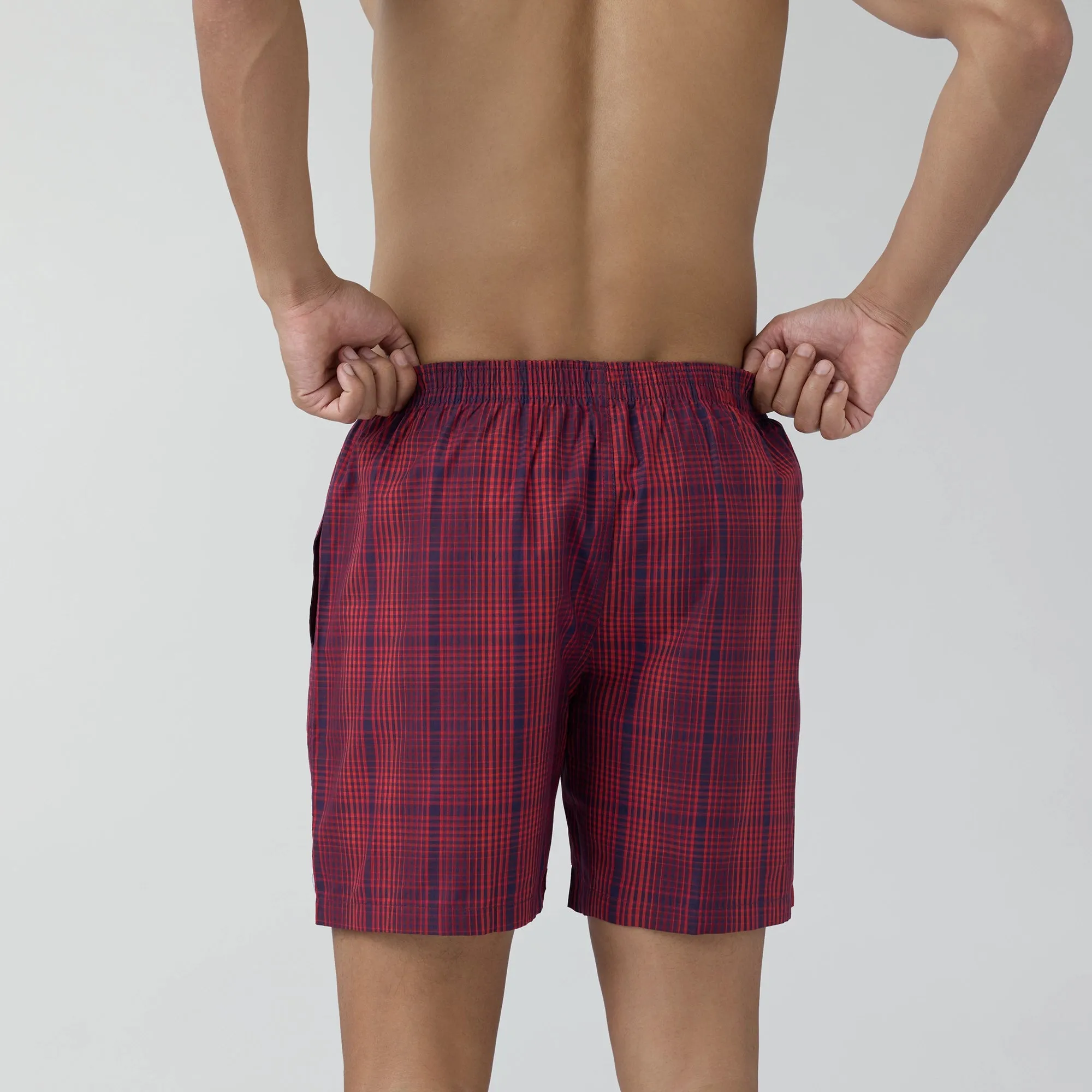 Checkmate Combed Cotton Boxer Shorts Brit Red