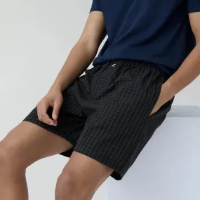 Checkmate Combed Cotton Boxer Shorts Charcoal Black