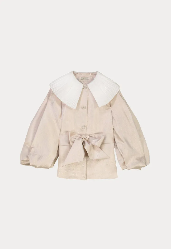 Choice Textured Pleated Collar Jacket Gold-Beige