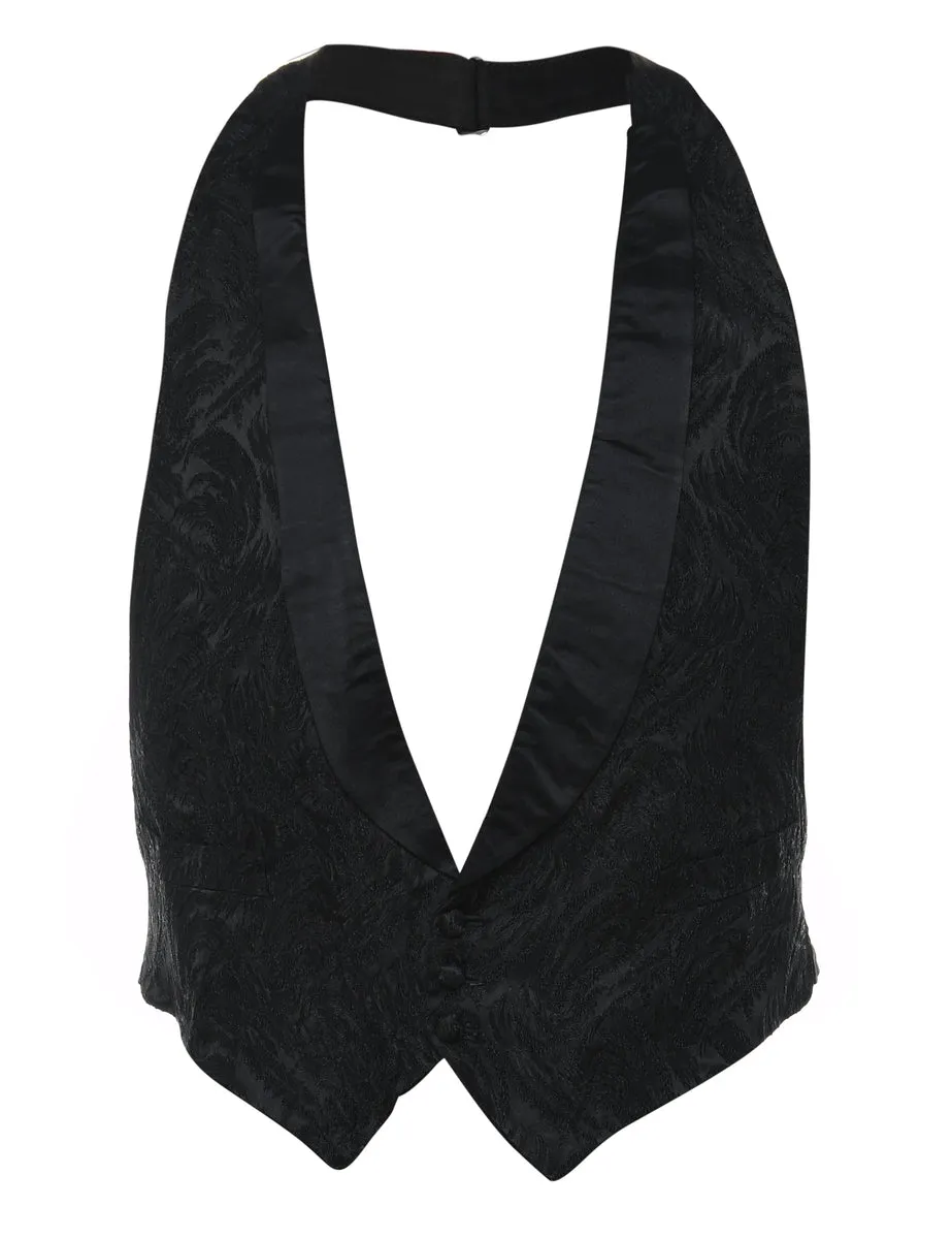 Classic Black Lace Detail Classic Waistcoat - S