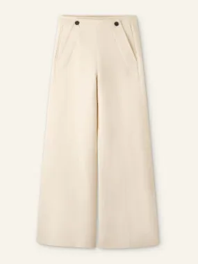 Cotton herringbone wide-leg trousers