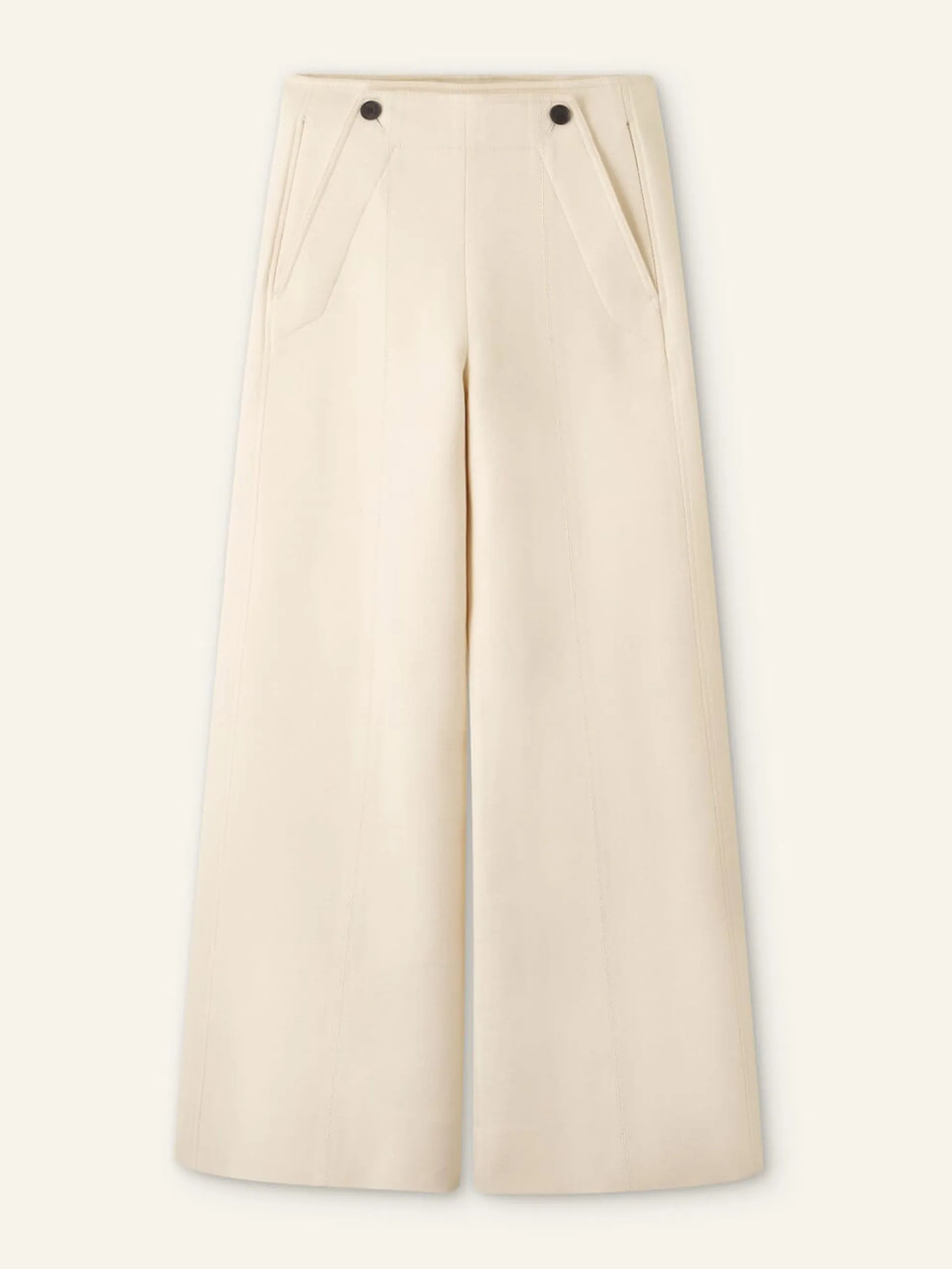 Cotton herringbone wide-leg trousers