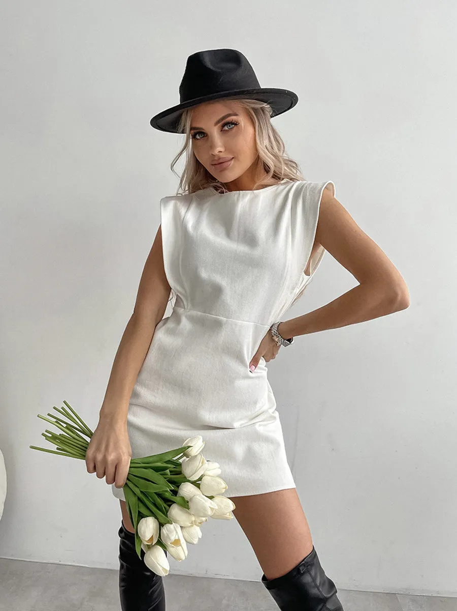 cotton white  sleeveless simple dress