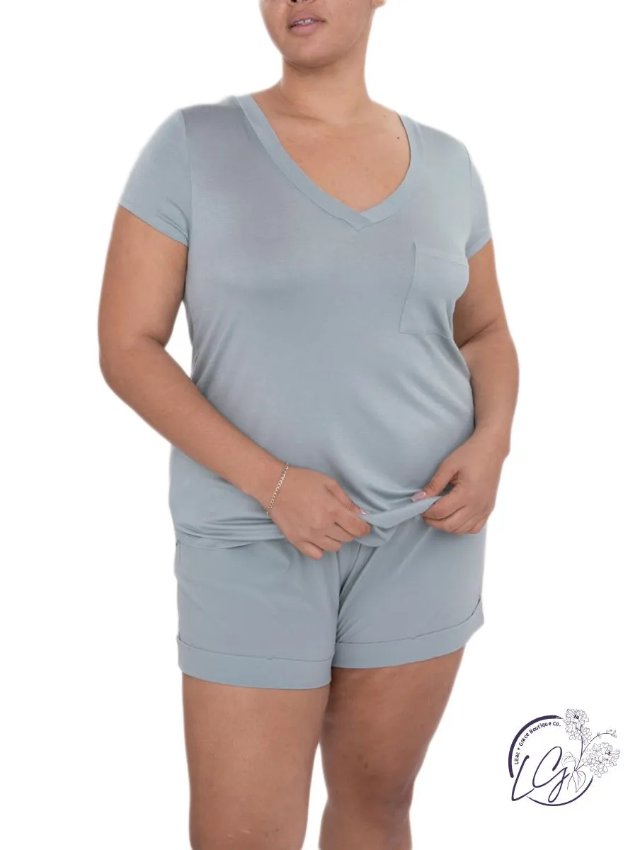 Curvy Longline Deep V-Neck Pocket Shirt