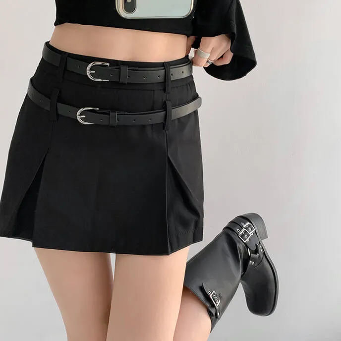 Double belts spicy skirt