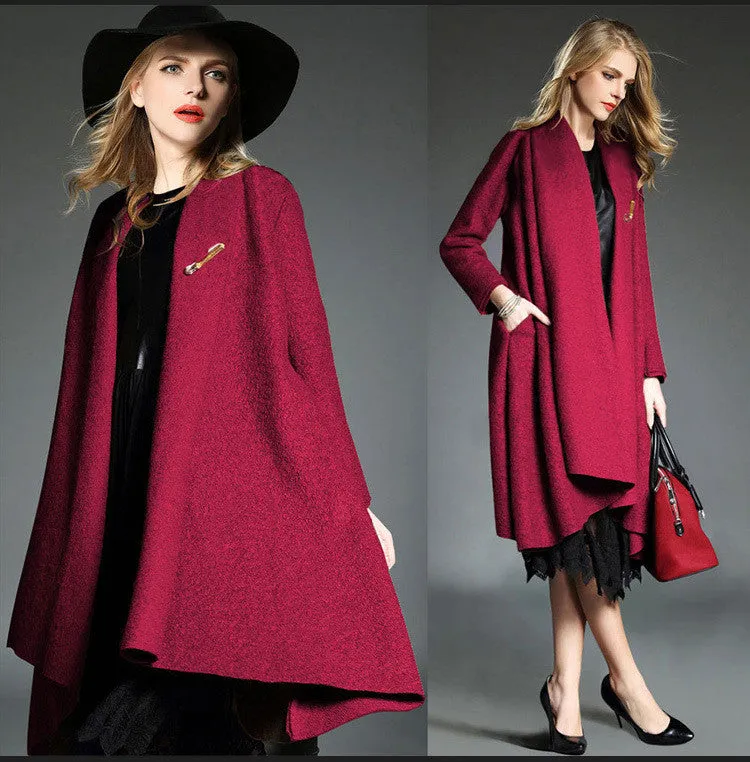 Drape Cardigan Asymmetric Solid Coat