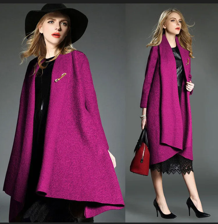 Drape Cardigan Asymmetric Solid Coat