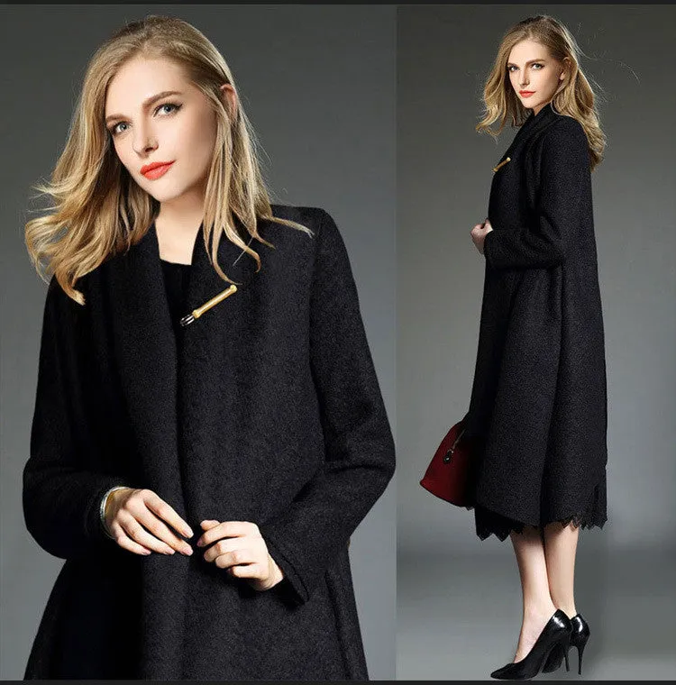 Drape Cardigan Asymmetric Solid Coat