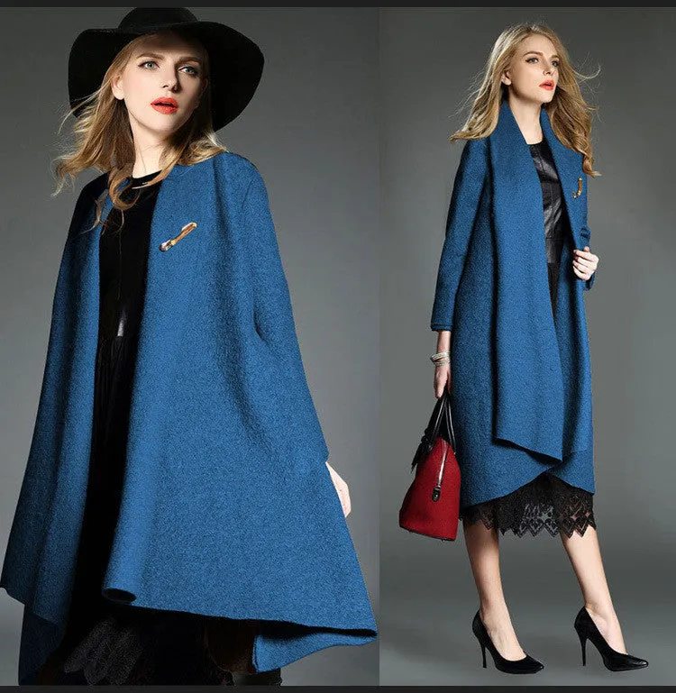 Drape Cardigan Asymmetric Solid Coat