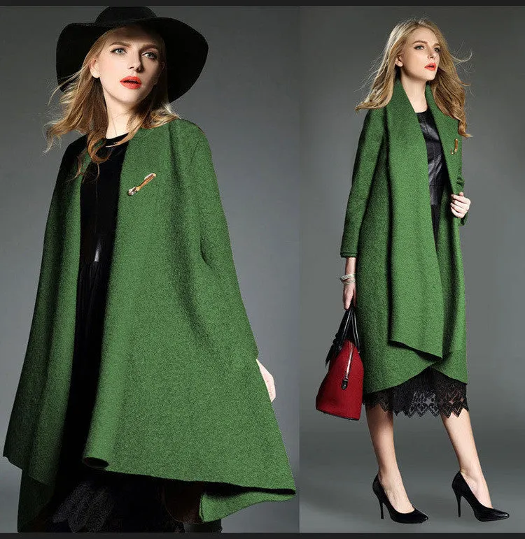 Drape Cardigan Asymmetric Solid Coat