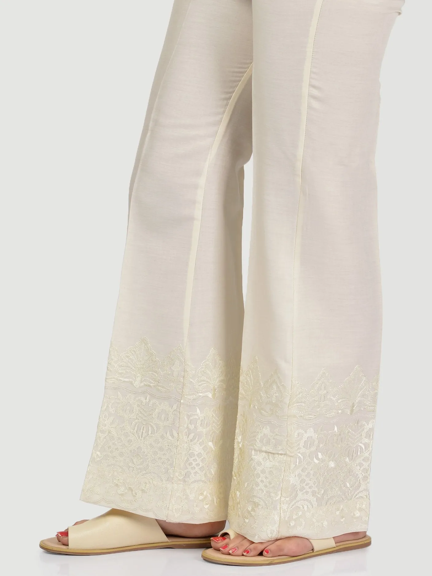 Embroidered Satin Pants