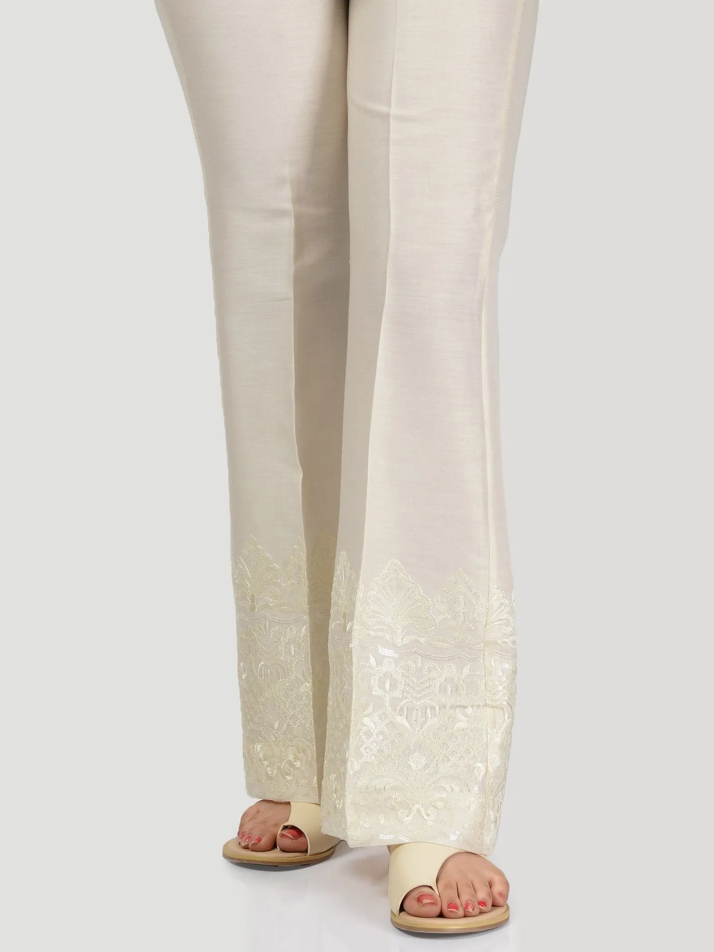 Embroidered Satin Pants