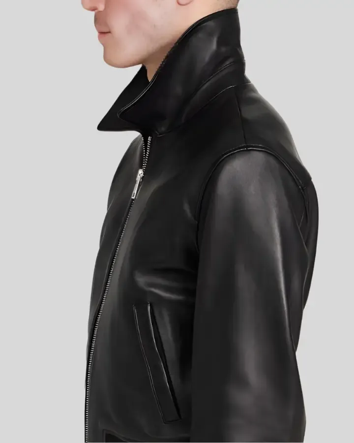 Ethan Classic Leather Bomber Jacket