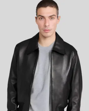 Ethan Classic Leather Bomber Jacket