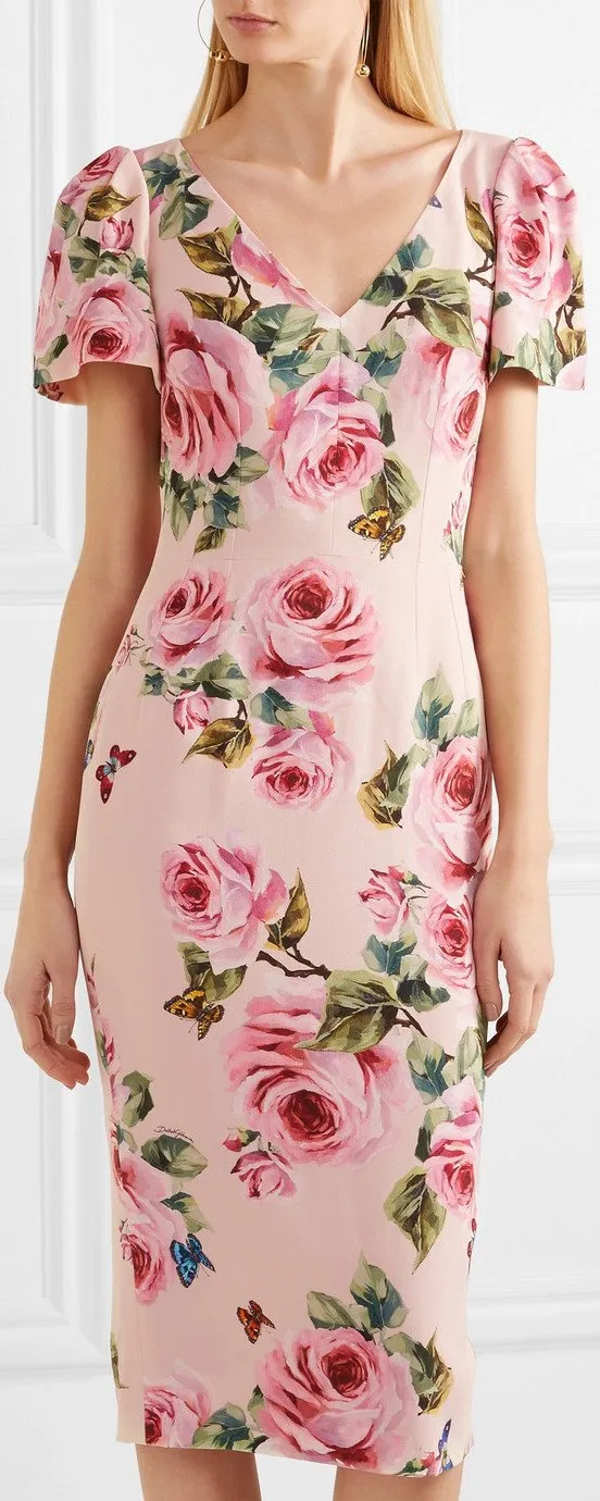 Floral-Print Crepe Midi Dress