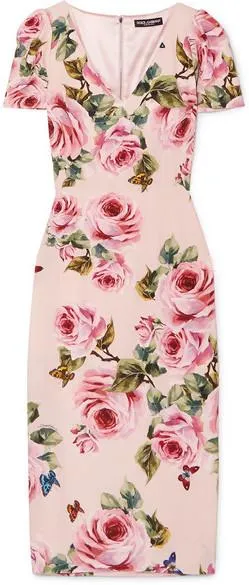 Floral-Print Crepe Midi Dress