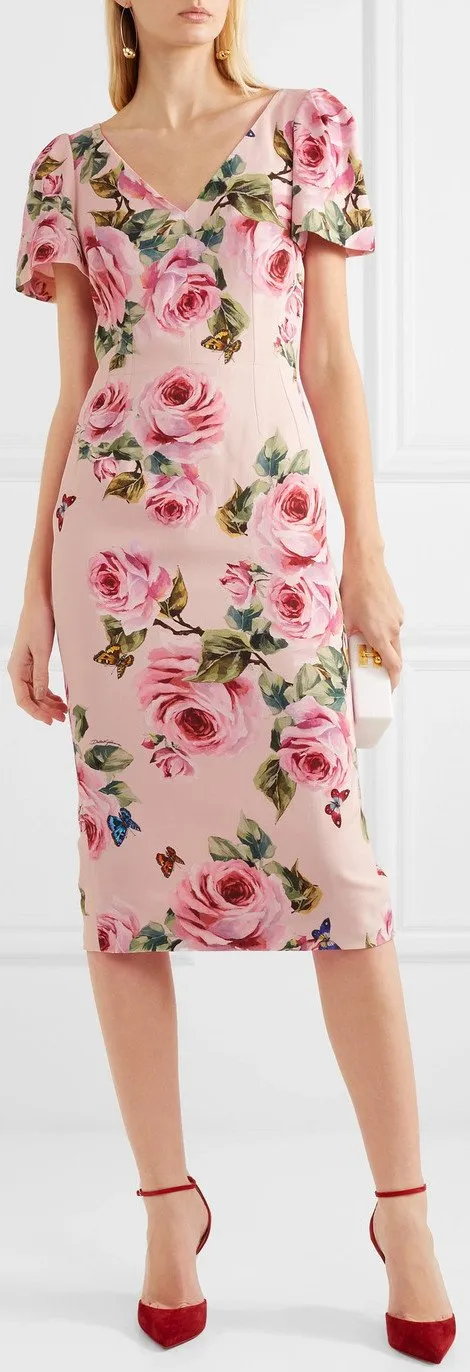 Floral-Print Crepe Midi Dress