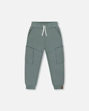 French Terry Sweatpants With Side Pockets Grayish Teal