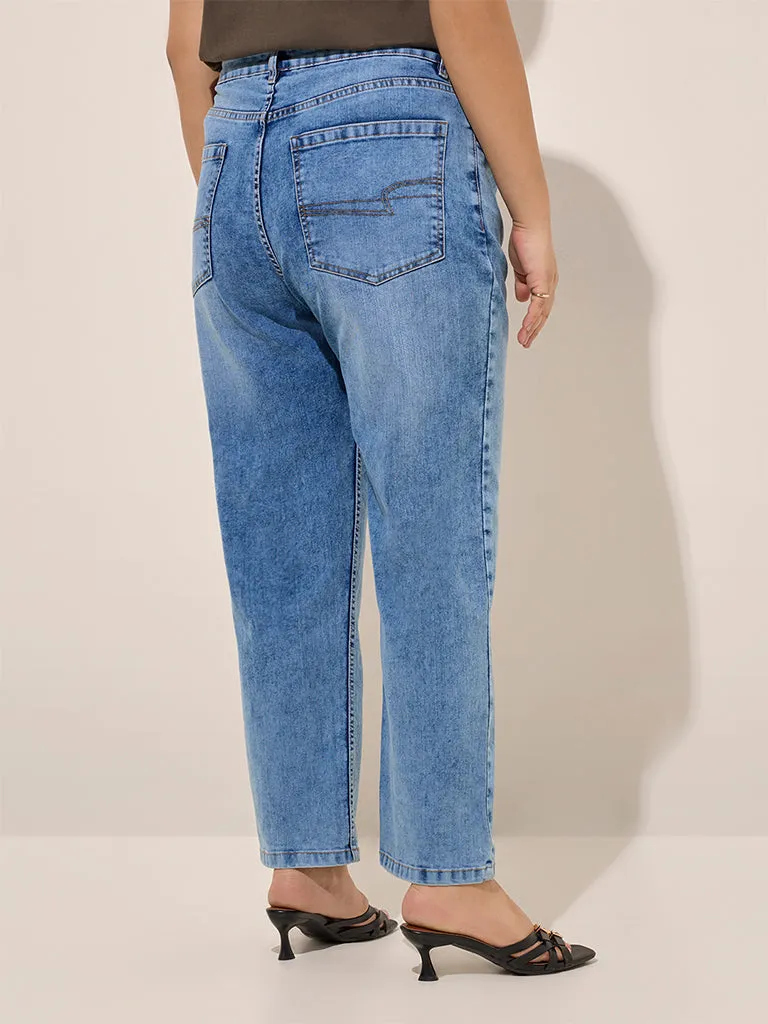 Gia Blue Straight - Fit Mid - Rise Jeans