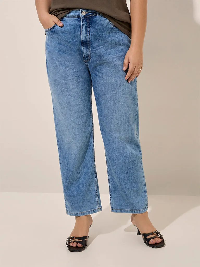 Gia Blue Straight - Fit Mid - Rise Jeans