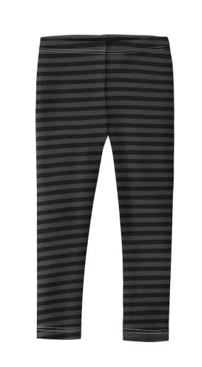 Girls Soft Stripe Leggings  | Black