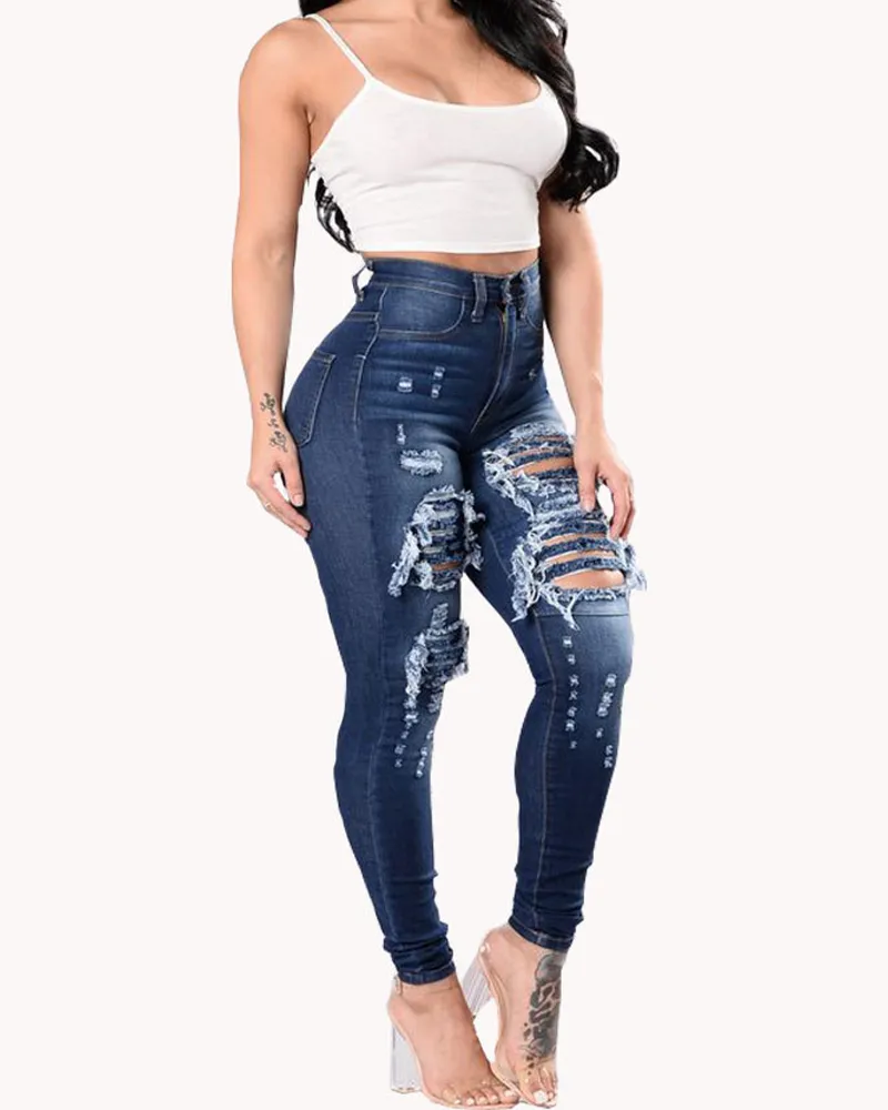 High Waisted Slim Jeans