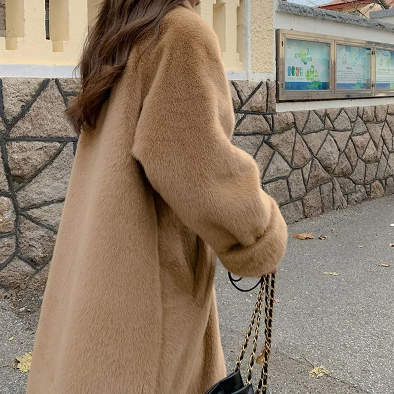 [ideal gift] Women's Elegant Long Faux Fur Coat