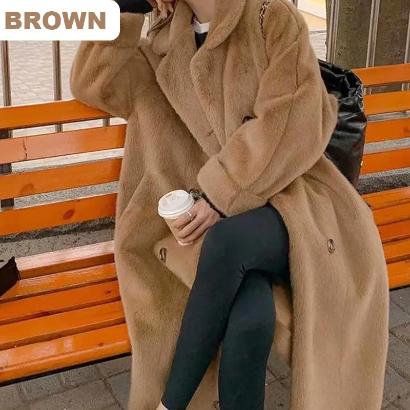 [ideal gift] Women's Elegant Long Faux Fur Coat