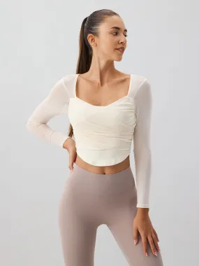 Ivory Backless Long Sleeve Top - Light Support