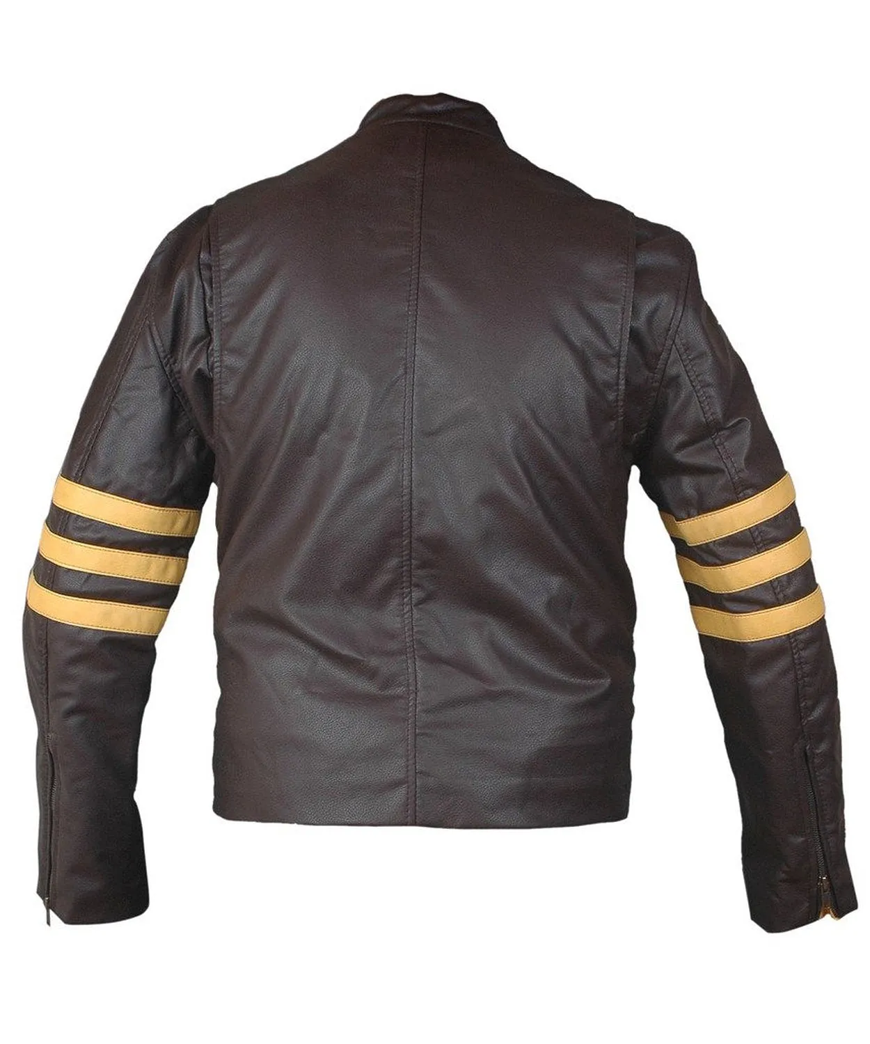 Leather Jackets Hub X-Men: Wolverine Logan Hugh Jackman Sheep Leather Jacket (Brown-Yellow, Racer Jacket) - 1501799