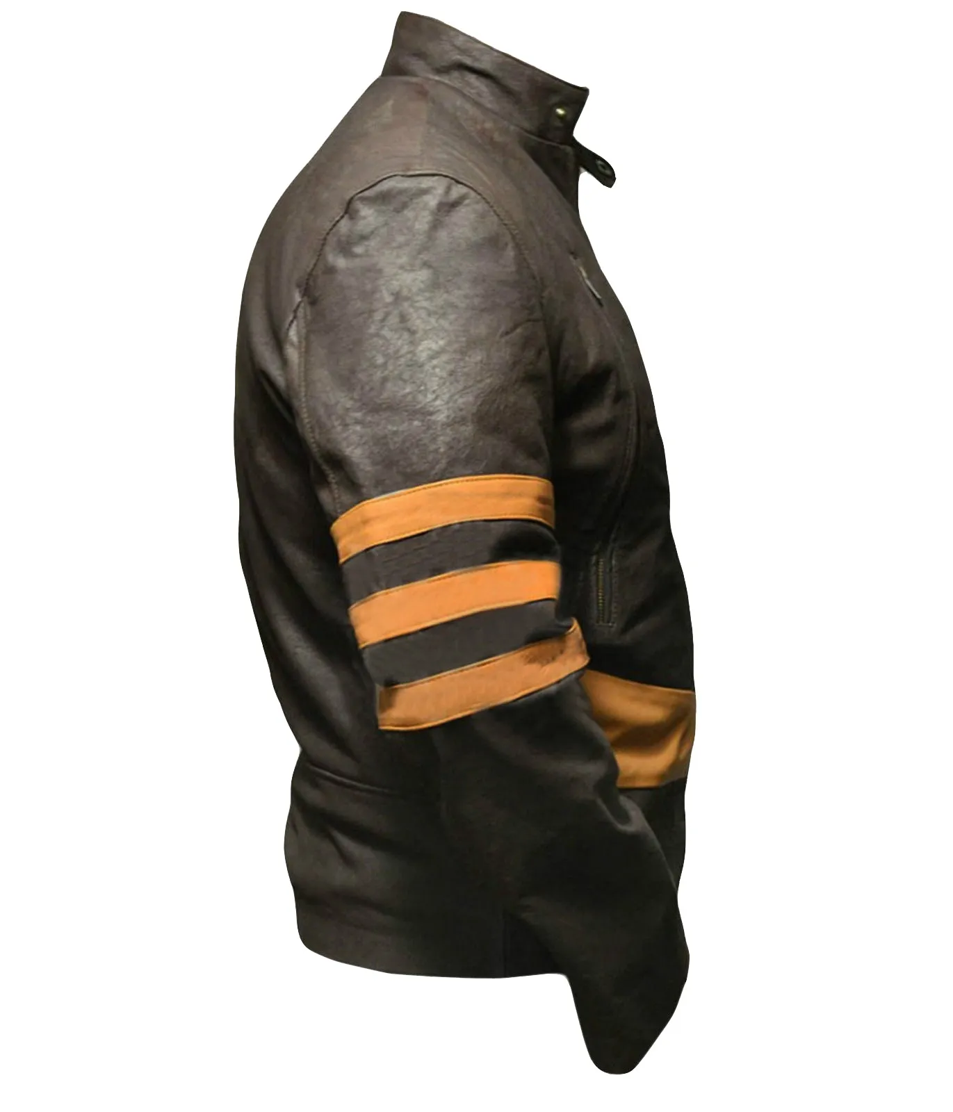 Leather Jackets Hub X-Men: Wolverine Logan Hugh Jackman Sheep Leather Jacket (Brown-Yellow, Racer Jacket) - 1501799