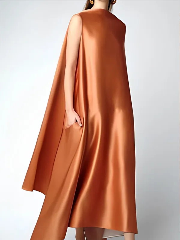 Loose Sleeveless Solid Color Round-Neck Maxi Dresses