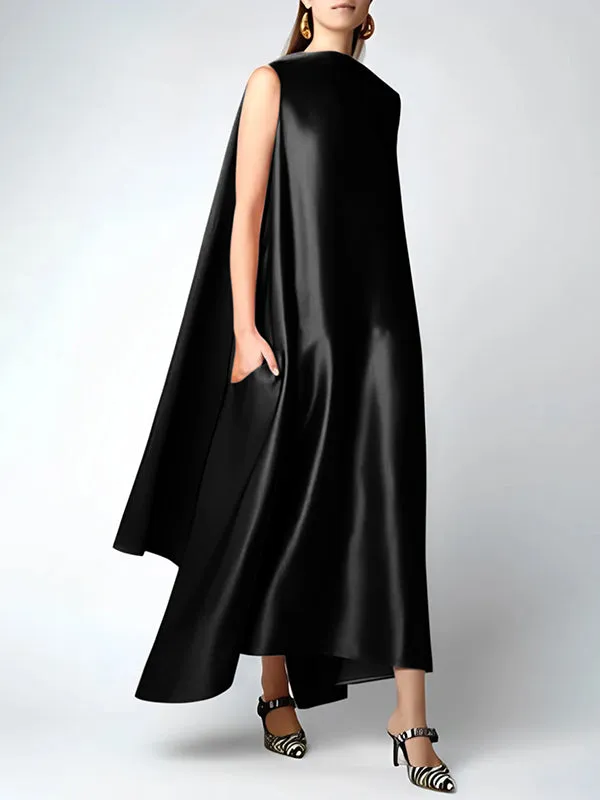 Loose Sleeveless Solid Color Round-Neck Maxi Dresses