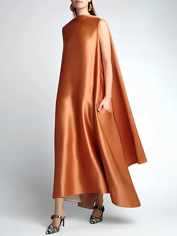 Loose Sleeveless Solid Color Round-Neck Maxi Dresses