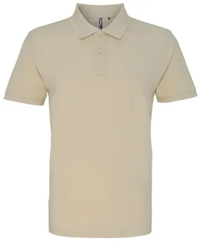 Mens Plain Short Sleeve Polo Shirt - Natural