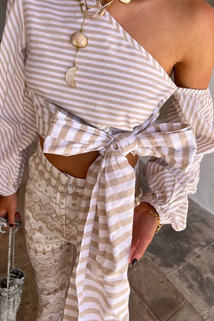 Neutral Stripe Sailor Top