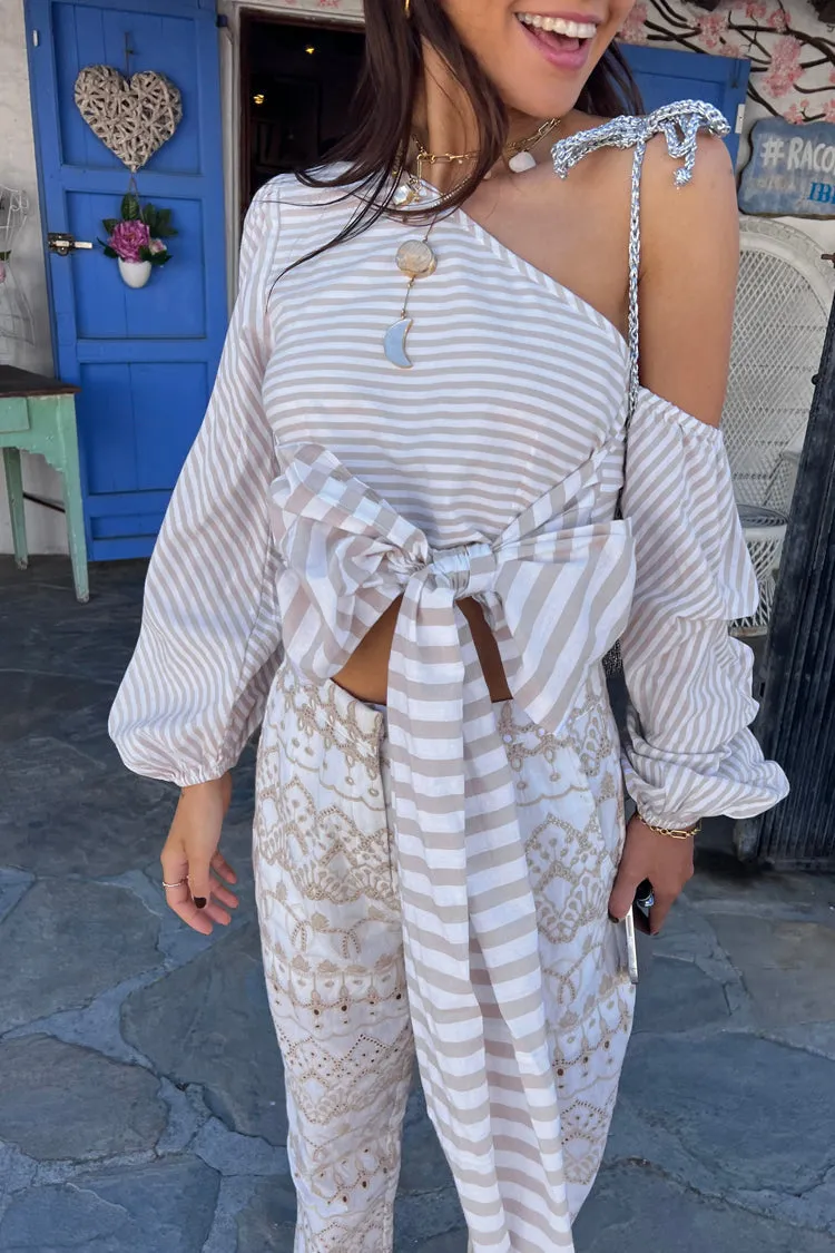 Neutral Stripe Sailor Top