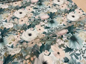 Neutral Tone Flowers Viscose Jersey (EcoVero)