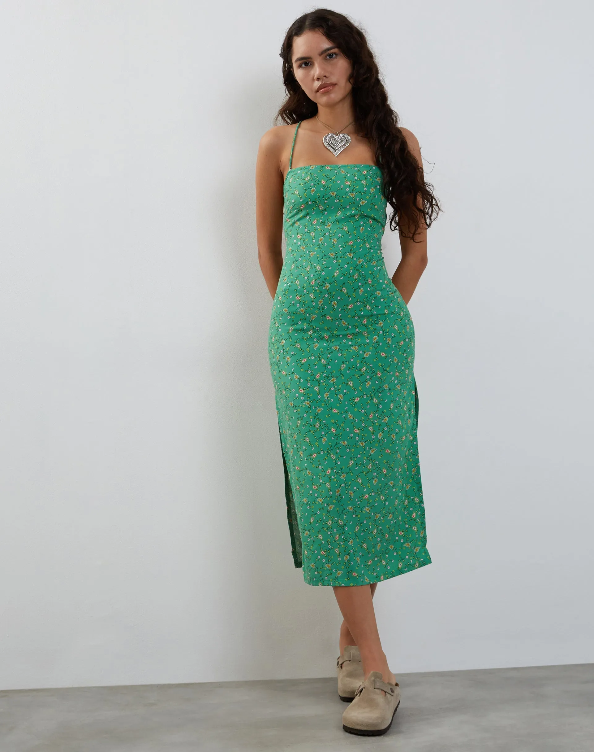 Nosita Midi Dress In Paisley Fun Green