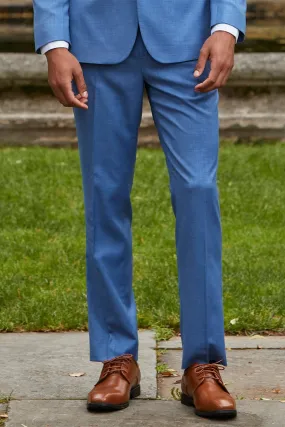 "Sharkskin" Marine Blue Plain Front Pants