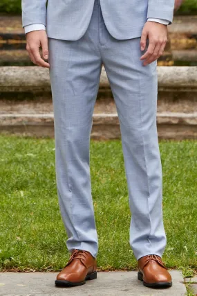 "Sharkskin" Oxford Blue Plain Front Pants