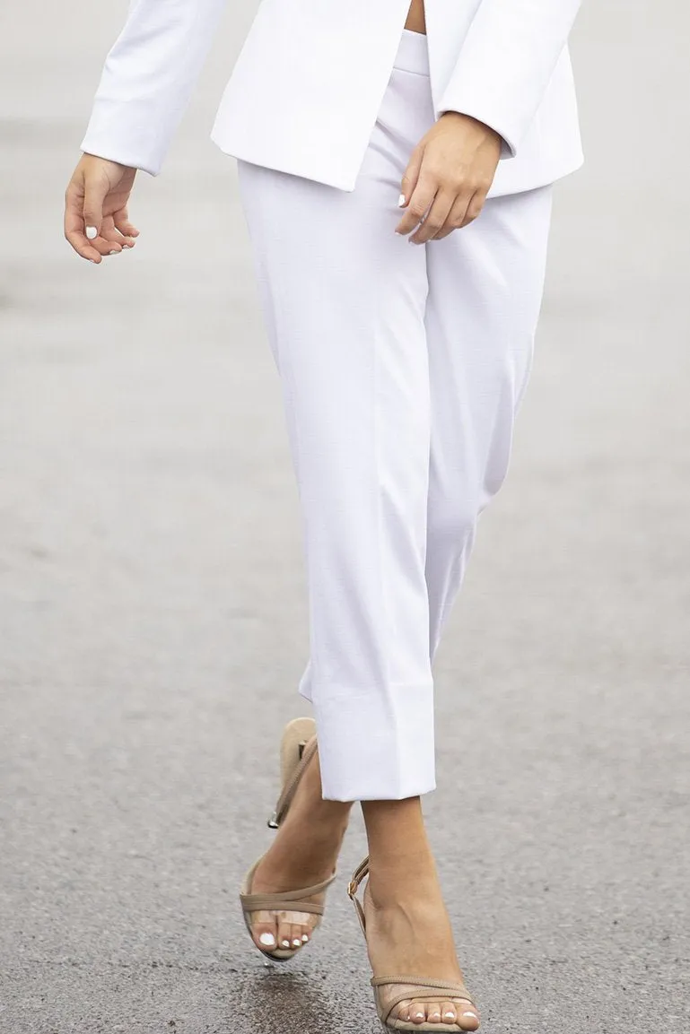 "Sophia" White Tuxedo Pants