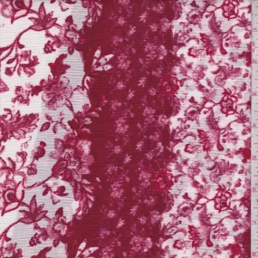 Ruby Stylized Floral Crinkled Crepe Fabric